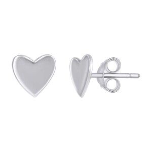 925 Sterling Silver Womens Heart Stud Earrings